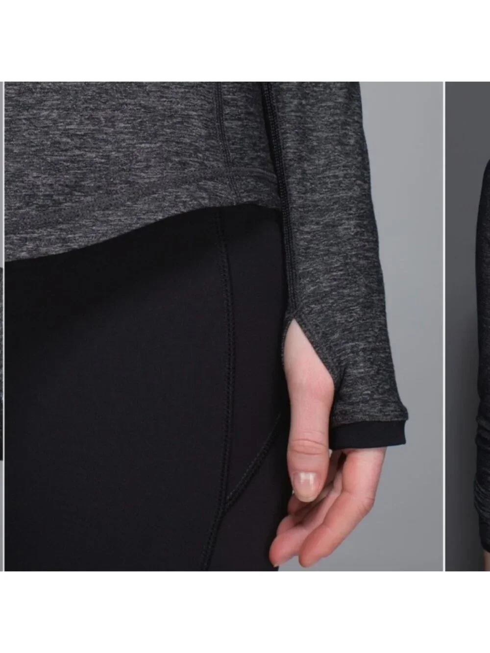 Lululemon Pace Pusher Long Sleeve Heathered Black / Black